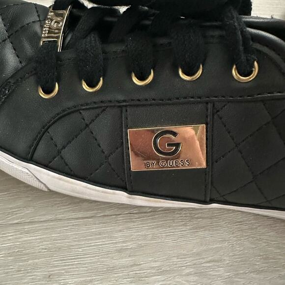 G by Guess Womens Quilted Leather Sneakers Size 8 1/2 Black Lace Up - Picture 5 of 7